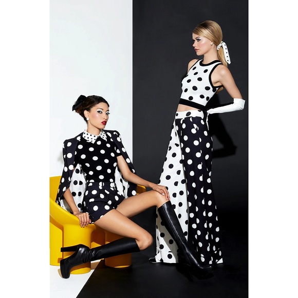 Alice + Olivia Rydel Cropped Polka Dot Black White Tank Top - Picture 5 of 17